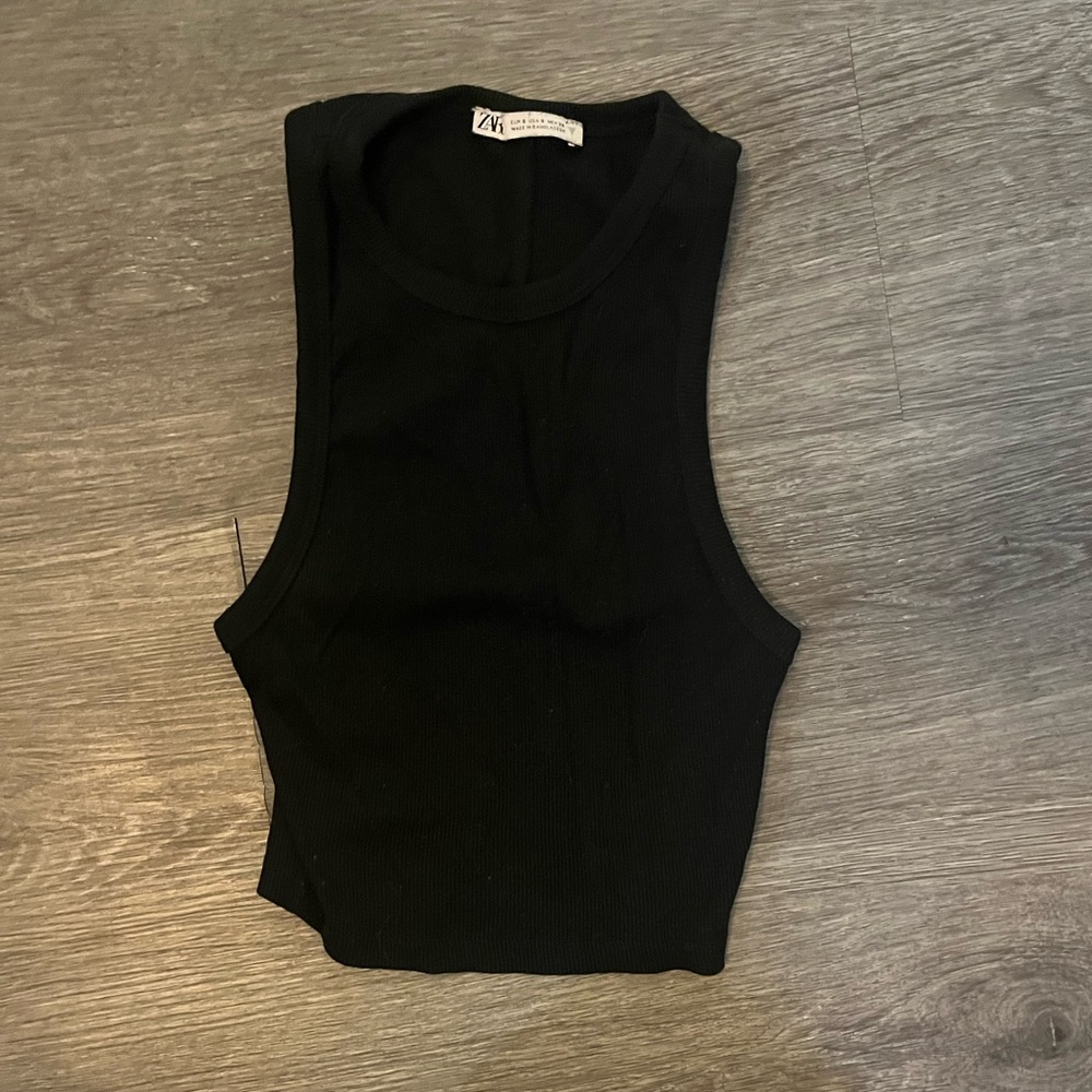 Zara Black Ribbed Tank Top